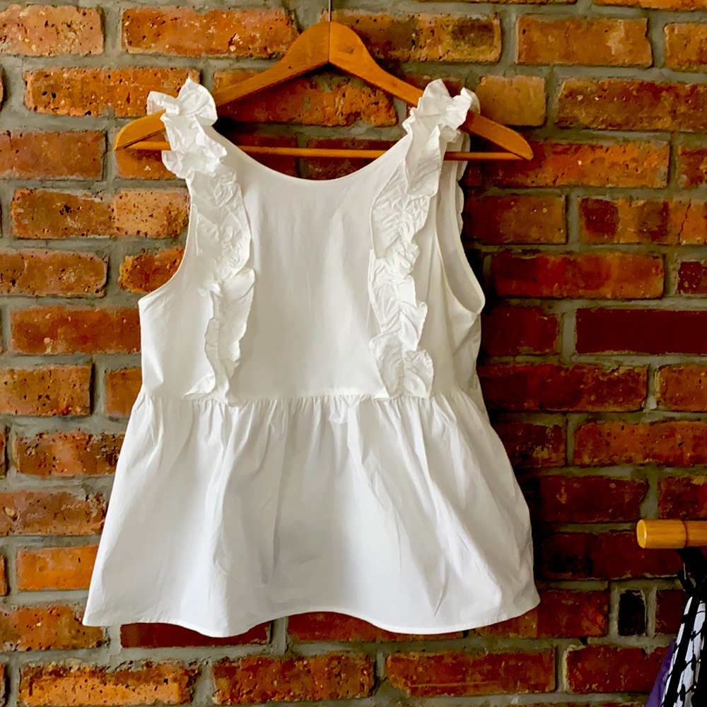 Zara white shirt with ruffles.